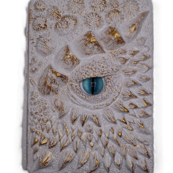 3D White Dragon Journal with Gold