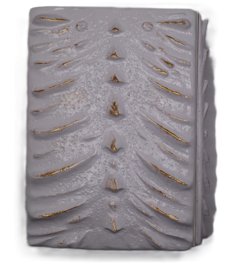 3D White Dragon Journal with Gold