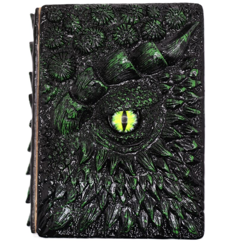 3D Black Dragon Journal with Green Eye