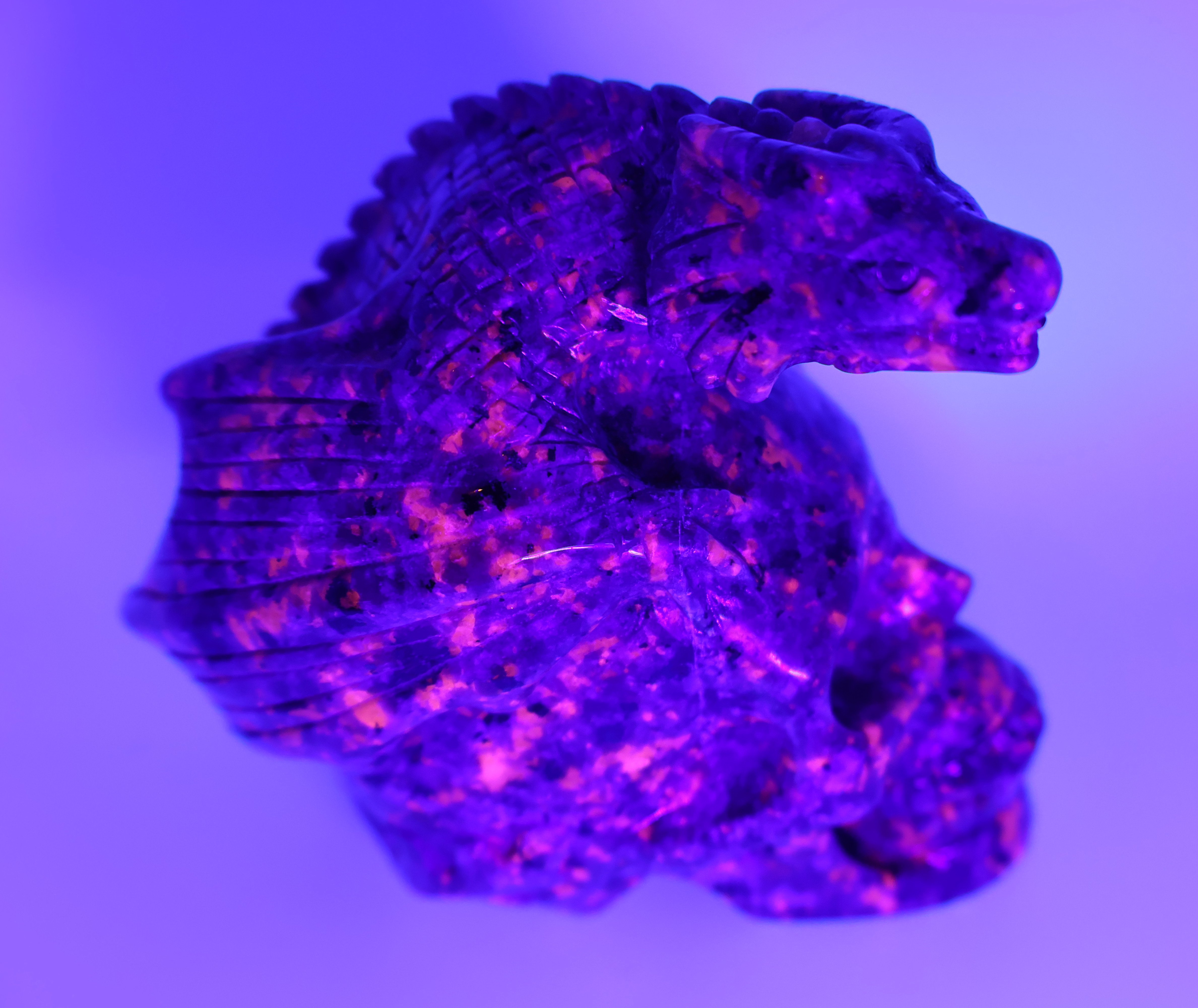 Yooperlite Skull With Dragon - UV Reactive