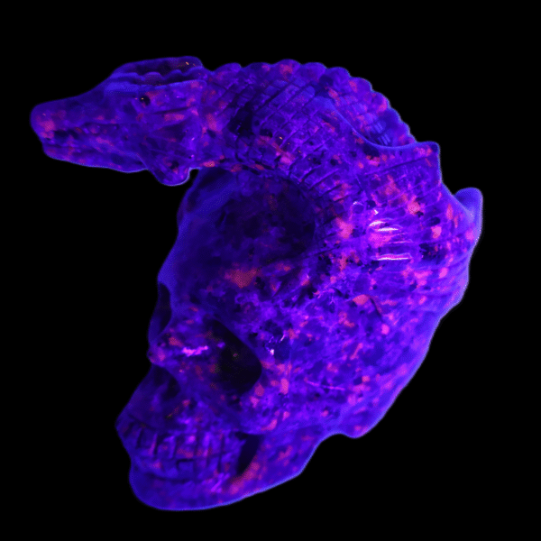 Yooperlite Skull With Dragon - UV Reactive